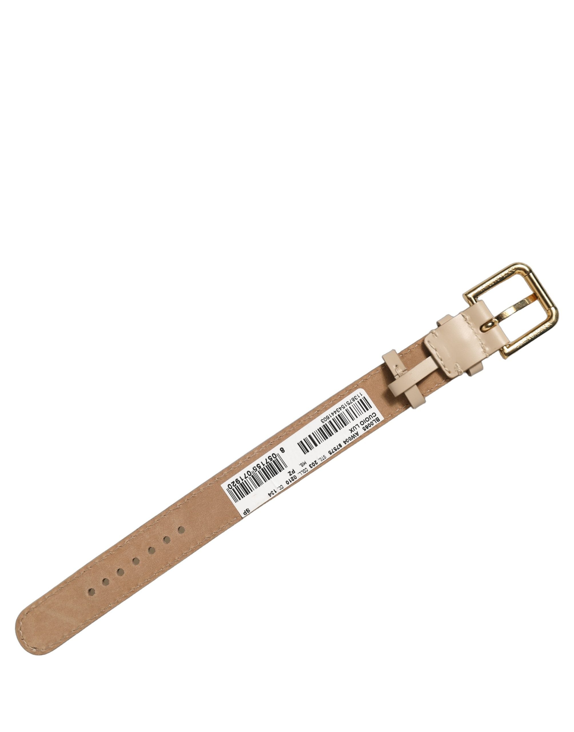 Dolce & Gabbana Beige Calfskin Leather Gold Buckle Belt Strap Bracelet