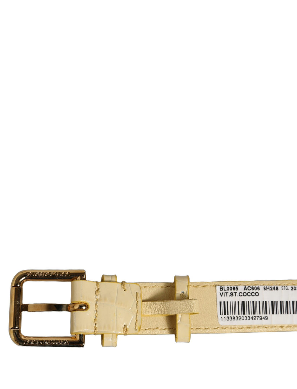 Dolce & Gabbana Beige Embossed Leather Gold Buckle Belt Strap Bracelet