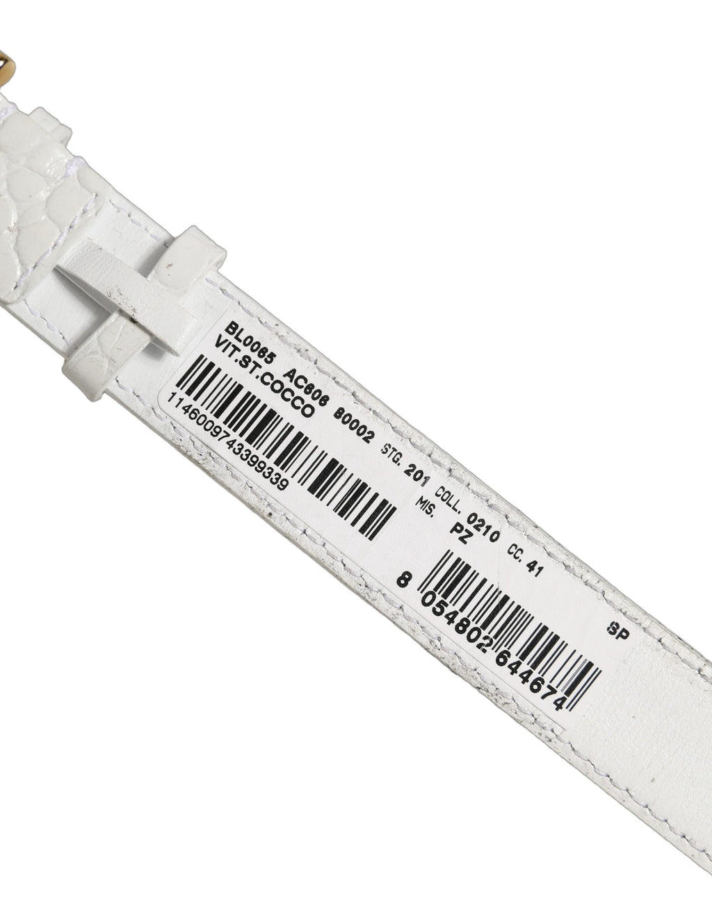 Dolce & Gabbana White Embossed Leather Gold Buckle Belt Strap Bracelet