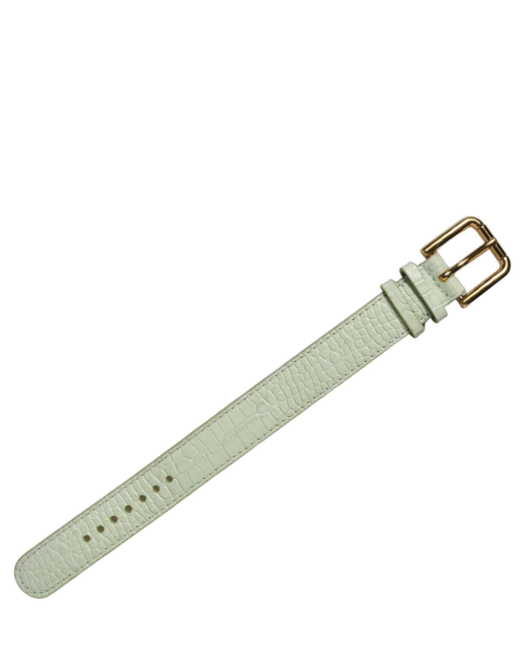 Dolce & Gabbana Green Embossed Leather Gold Buckle Belt Strap Bracelet