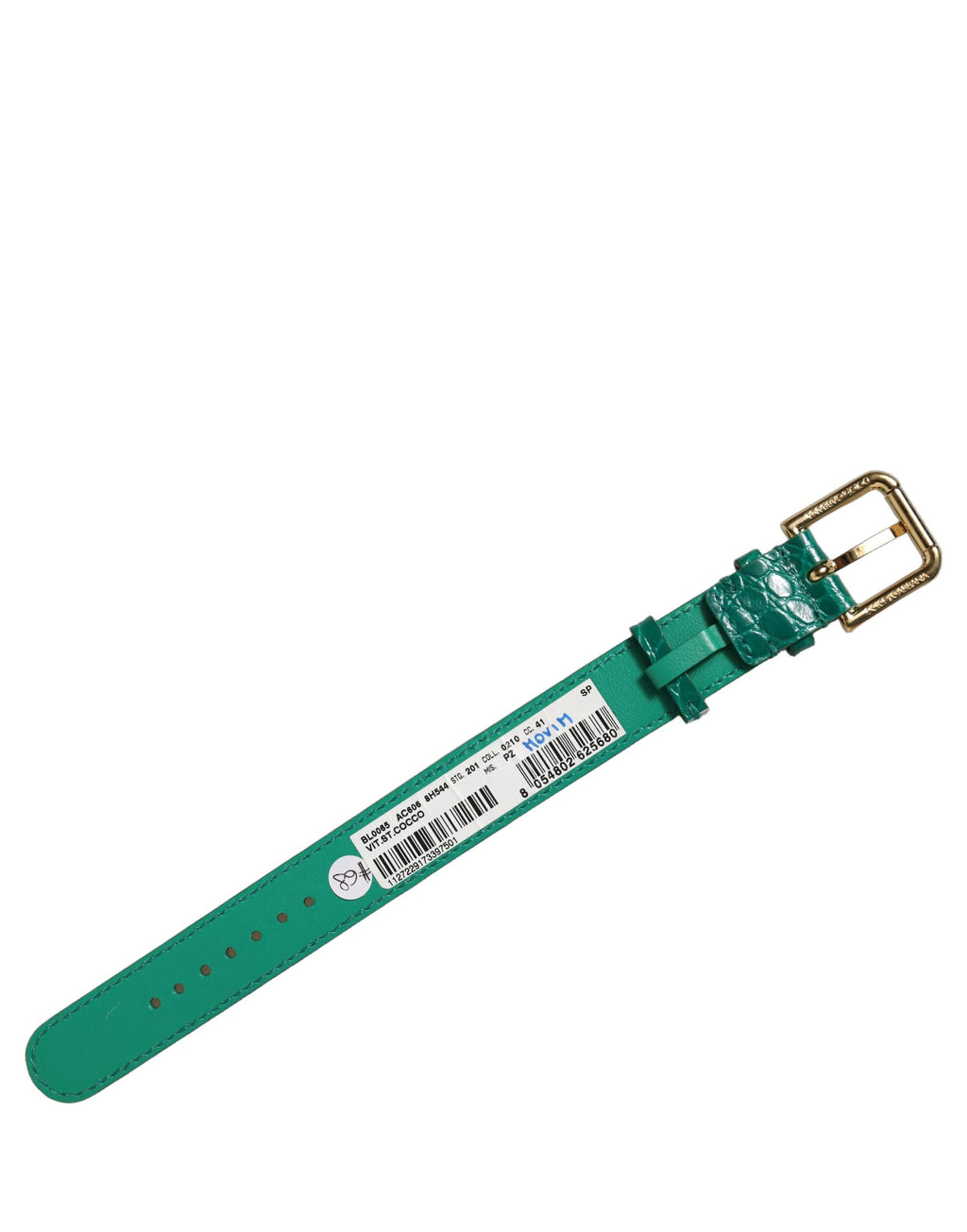 Dolce & Gabbana Green Embossed Leather Gold Buckle Belt Strap Bracelet