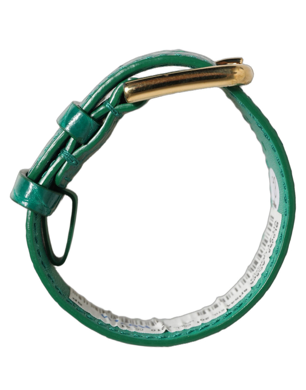 Dolce & Gabbana Green Embossed Leather Gold Buckle Belt Strap Bracelet