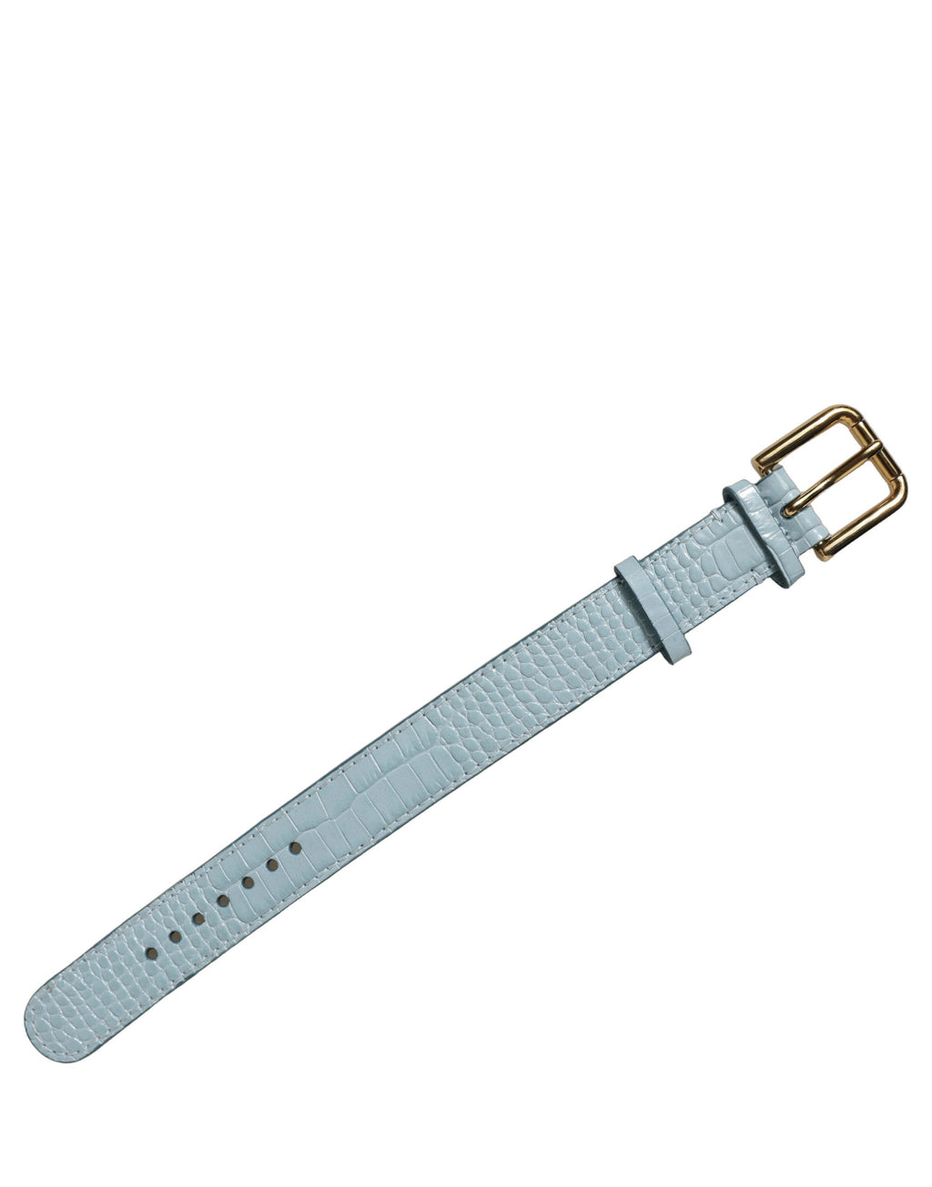 Dolce & Gabbana Blue Embossed Leather Gold Buckle Belt Strap Bracelet