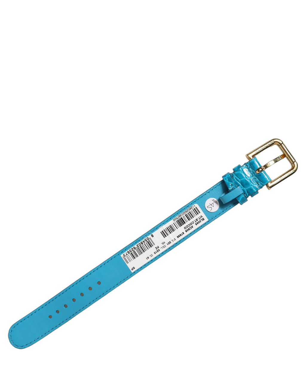 Dolce & Gabbana Blue Embossed Leather Gold Buckle Belt Strap Bracelet