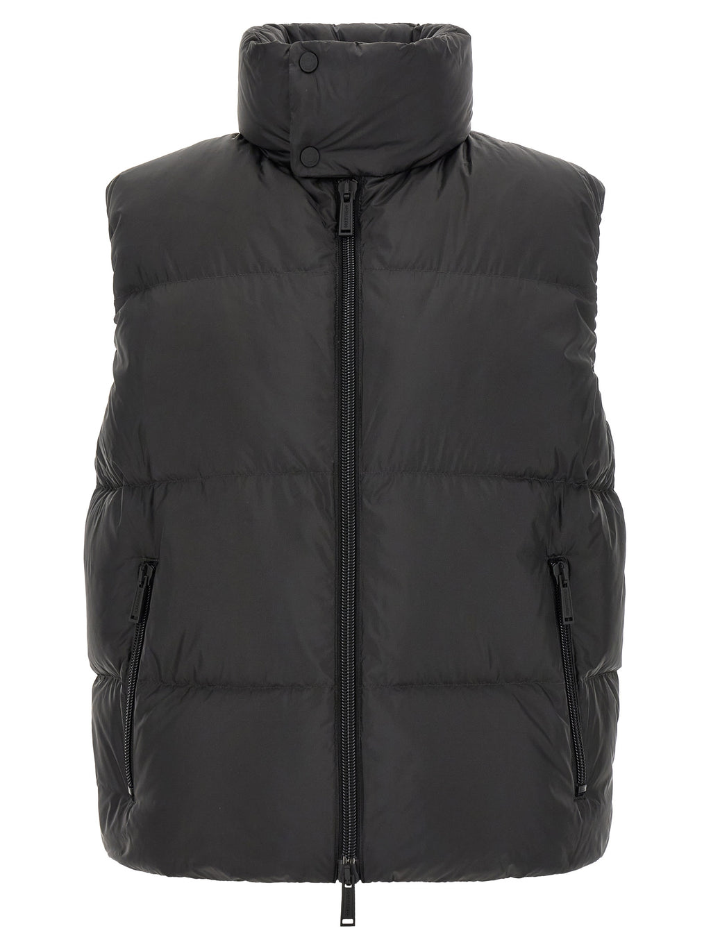 Veste sans manches en polyester noir de Dsquared², élégante et moderne, affichant un style épuré et tendance.