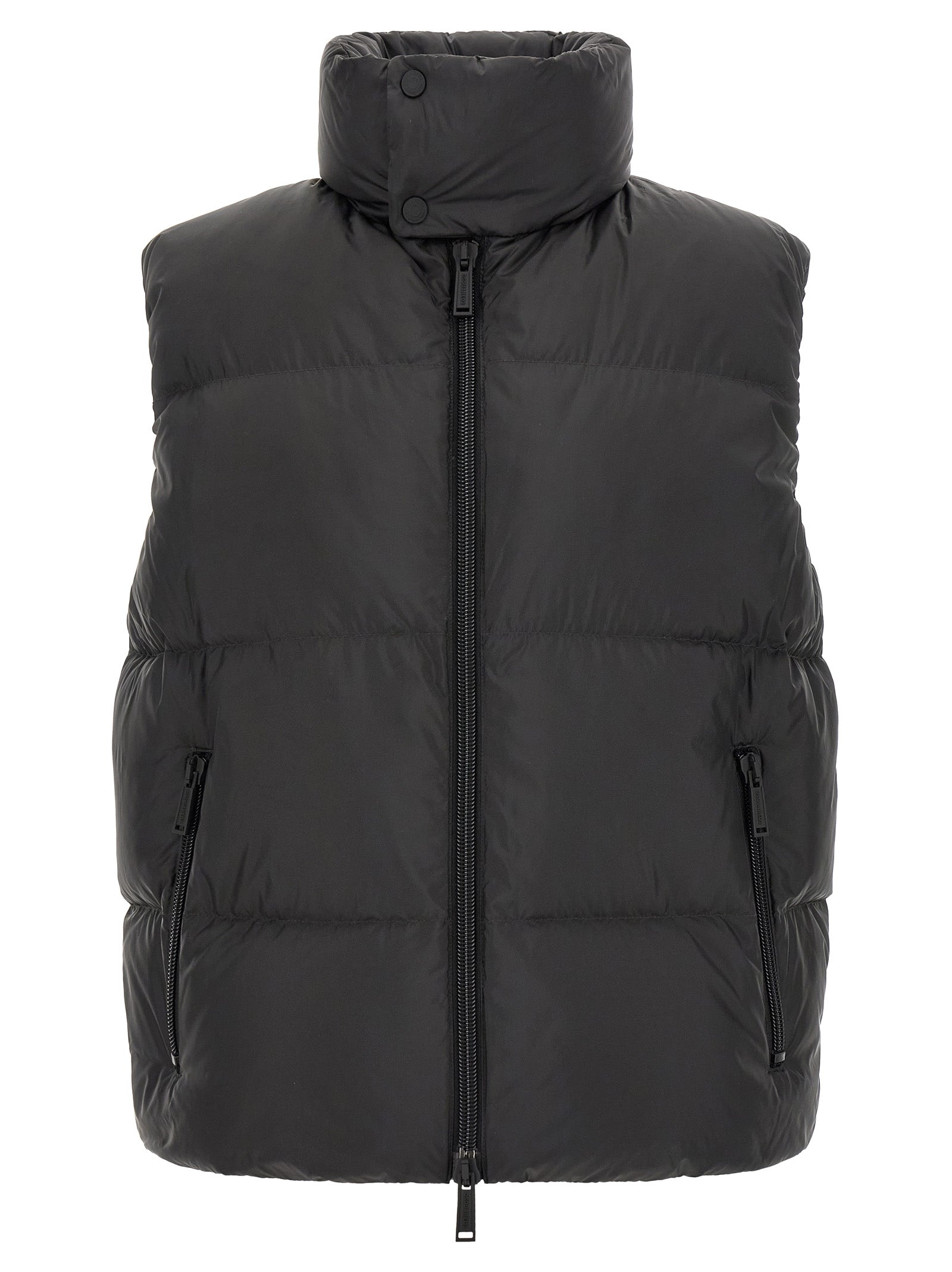 Veste sans manches en polyester noir de Dsquared², élégante et moderne, affichant un style épuré et tendance.