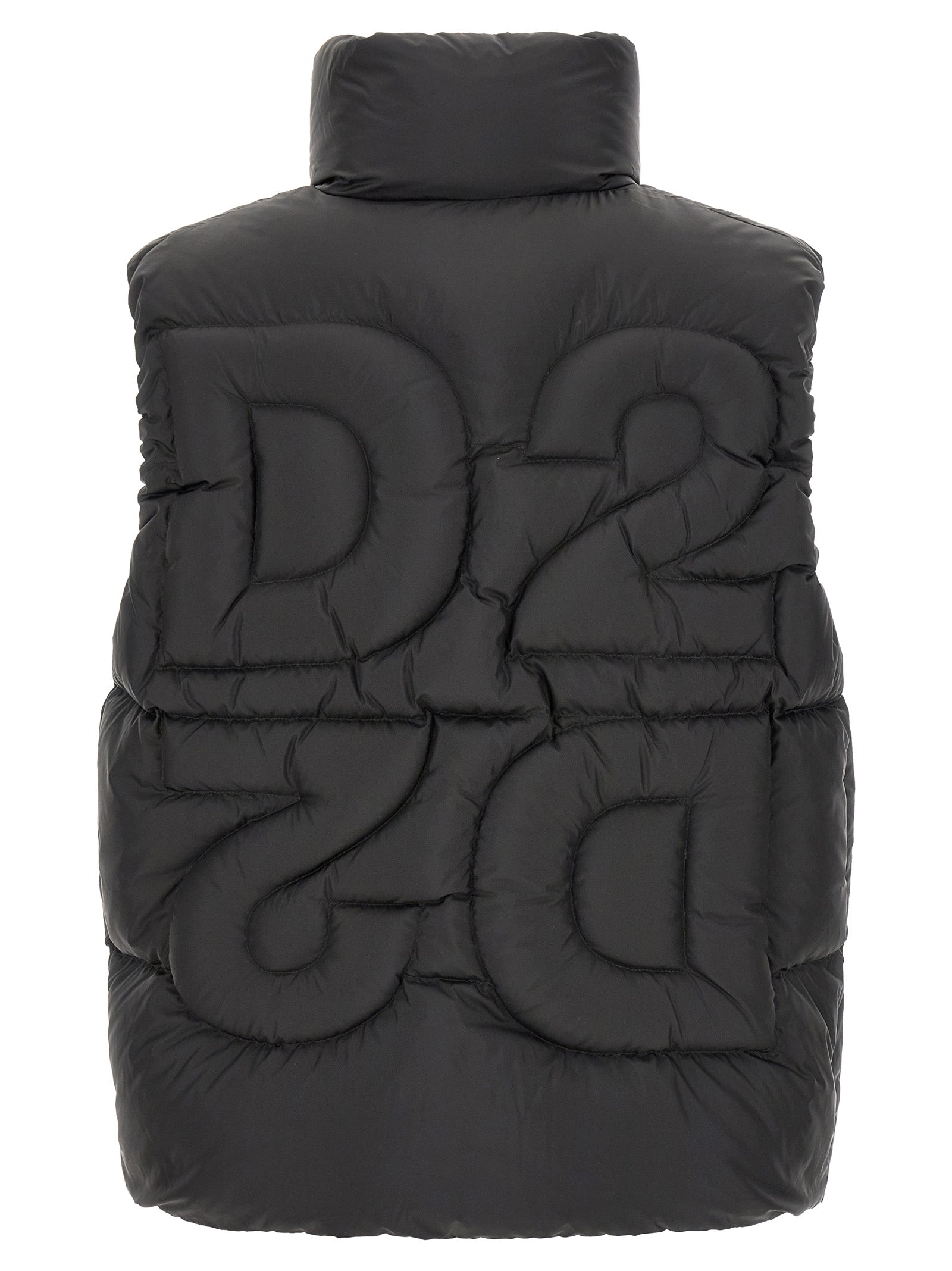 Veste sans manches en polyester noir de Dsquared², style moderne et élégant, visible avec détails et coupe ajustée.