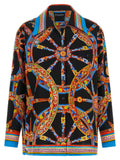 Chemisier en coton multicolore Dolce & Gabbana avec motifs élégants, manches longues et coupe fluide.