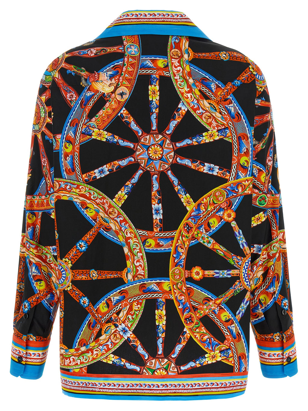 Blouse en coton multicolore de Dolce & Gabbana, style élégant avec motifs colorés, manches longues et col classique.