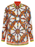 Blouse en coton multicolore de Dolce & Gabbana, style élégant avec motifs colorés, vue de face.