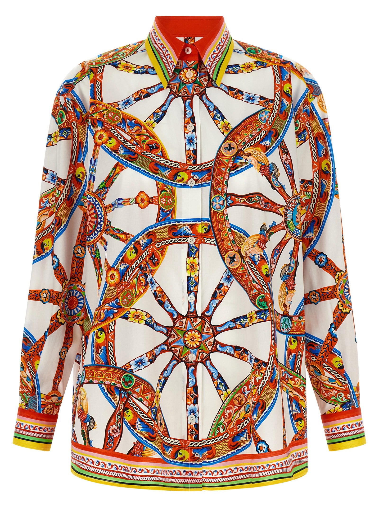 Blouse en coton multicolore de Dolce & Gabbana, style élégant avec motifs colorés, vue de face.