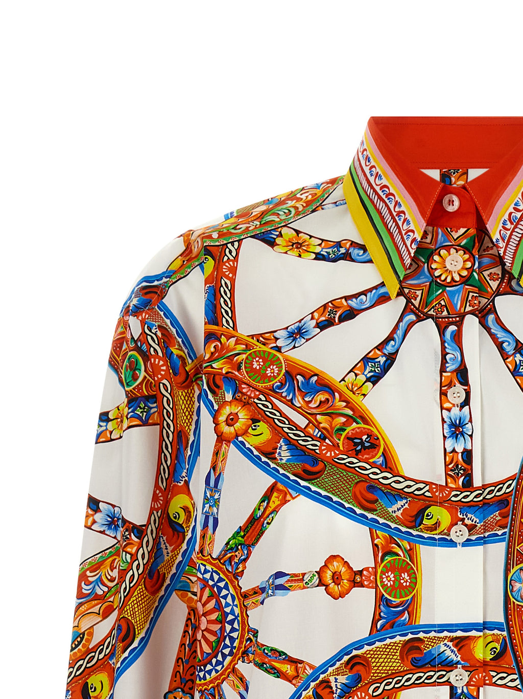 Chemise en coton multicolore Dolce & Gabbana avec détails élégants et coupe raffinée, vue de face.
