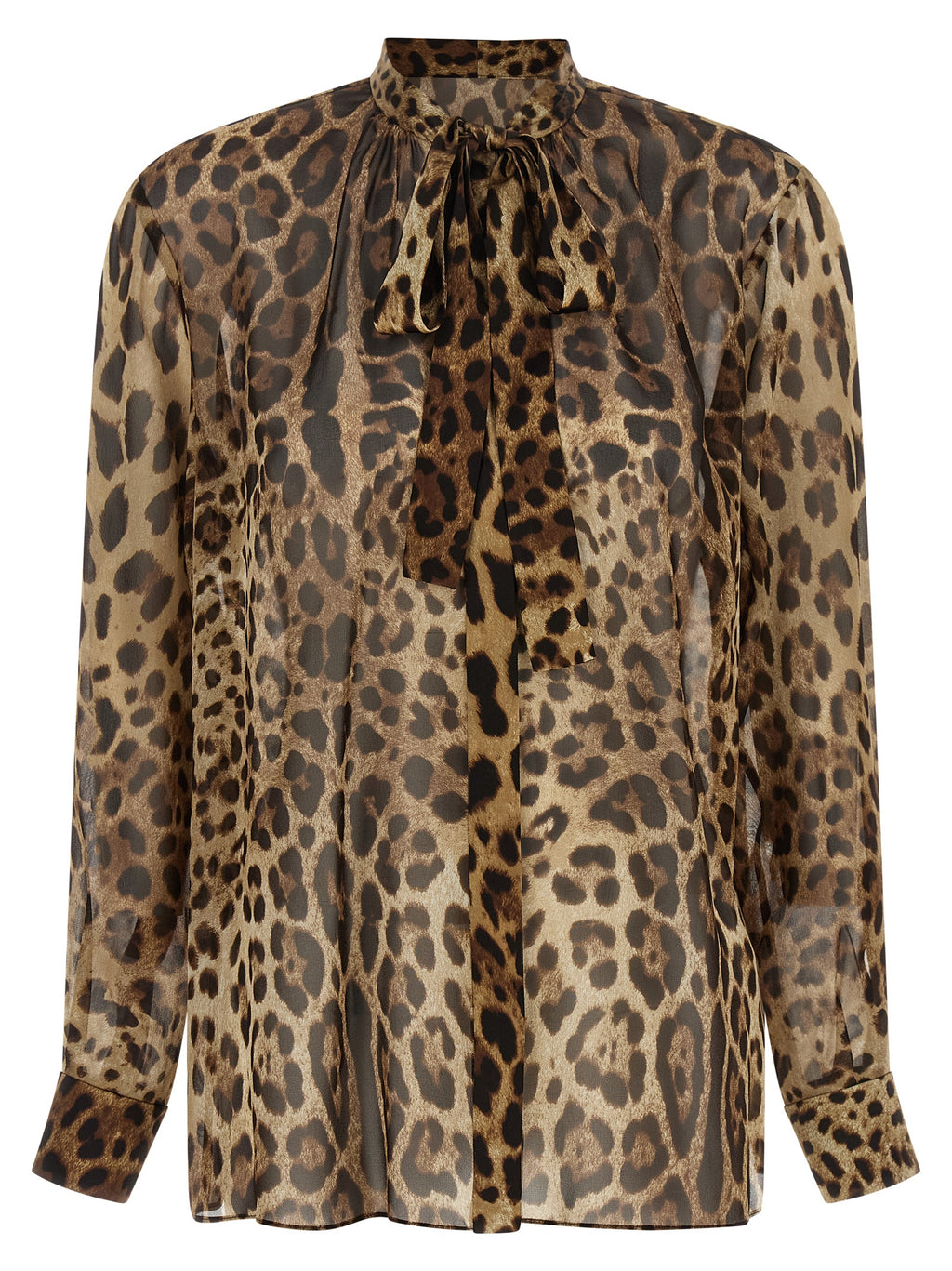 Chemise en soie marron Dolce & Gabbana avec col classique et manches longues, élégante et sophistiquée pour femmes.