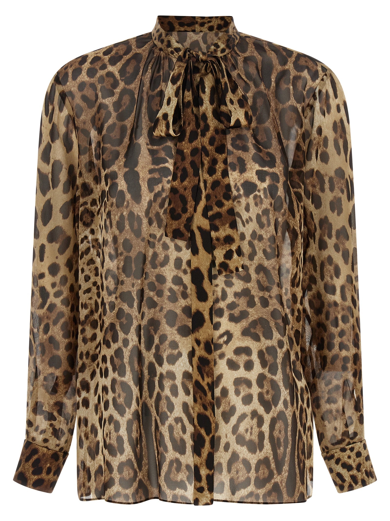 Chemise en soie marron Dolce & Gabbana avec col classique et manches longues, élégante et sophistiquée pour femmes.