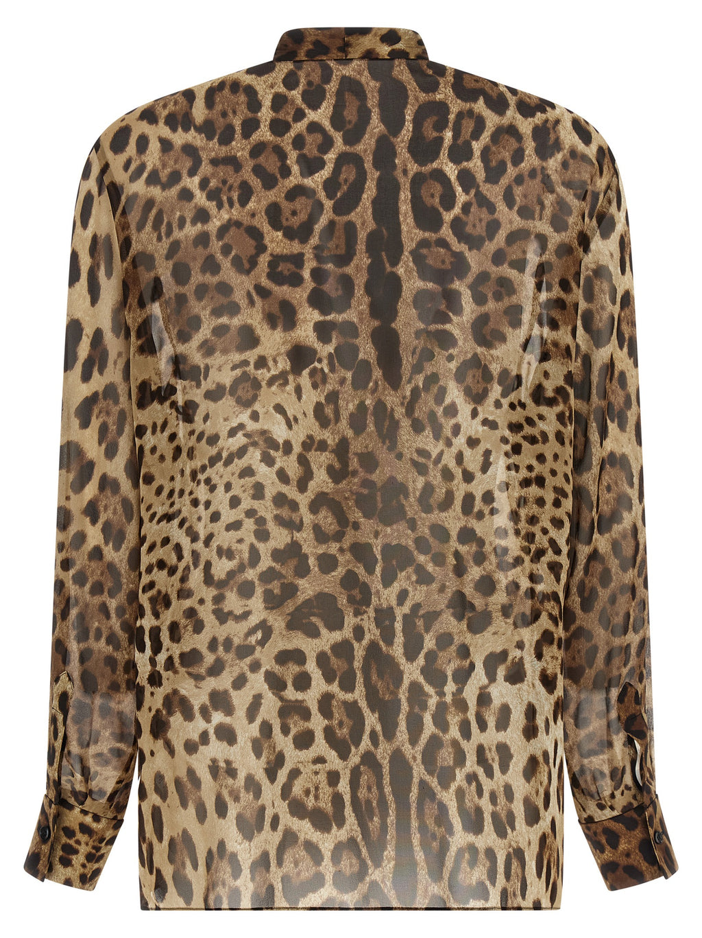 Chemise en soie marron Dolce & Gabbana avec col élégant et manches longues, détails raffinés et coupe fluide.