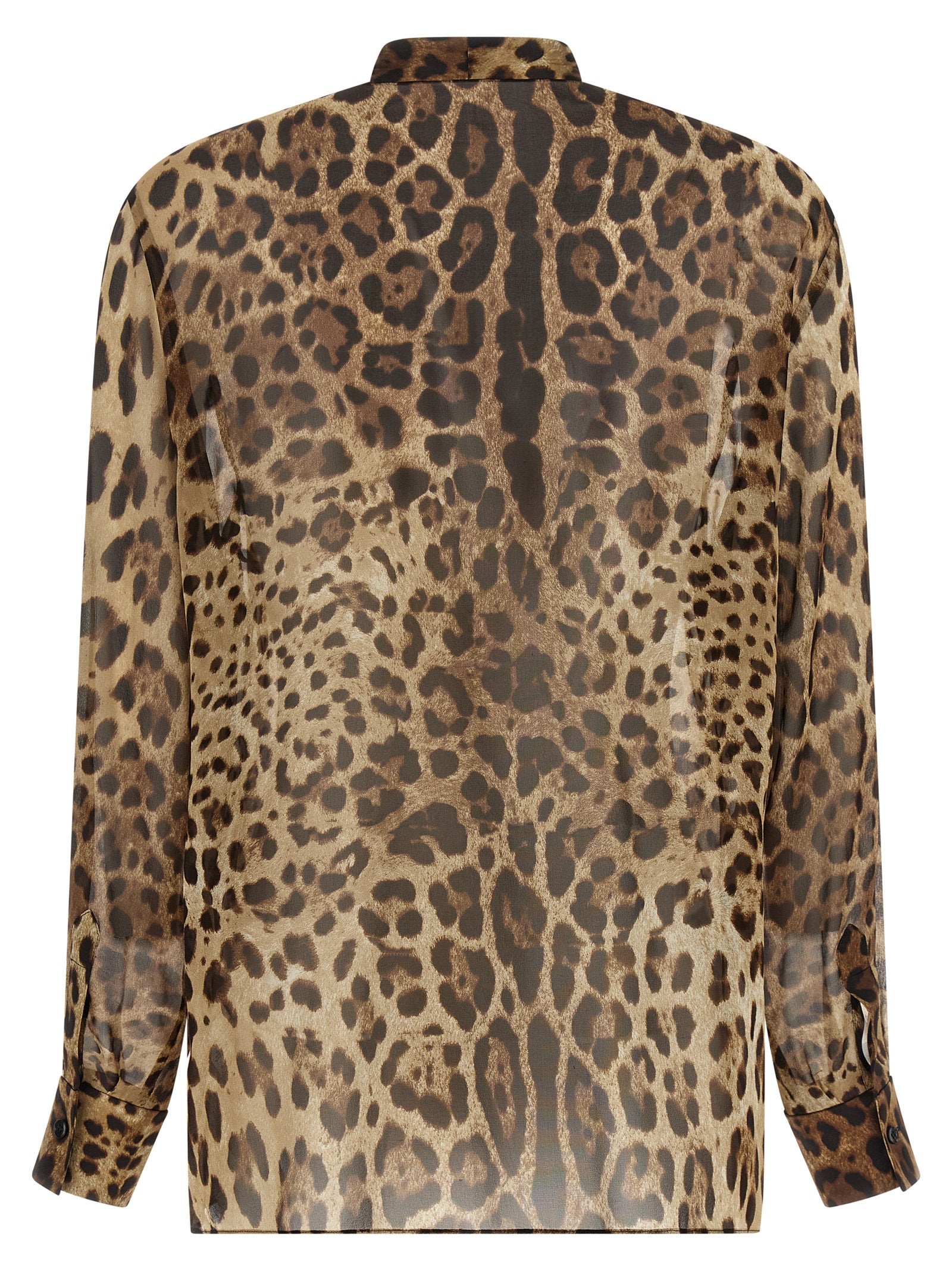 Chemise en soie marron Dolce & Gabbana avec col élégant et manches longues, détails raffinés et coupe fluide.