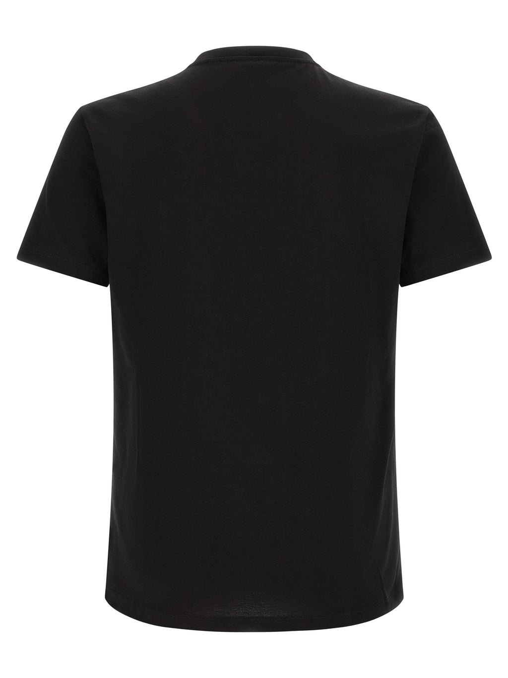 T-shirt noir en coton de la marque Versace, avec logo distinctif visible sur le devant.