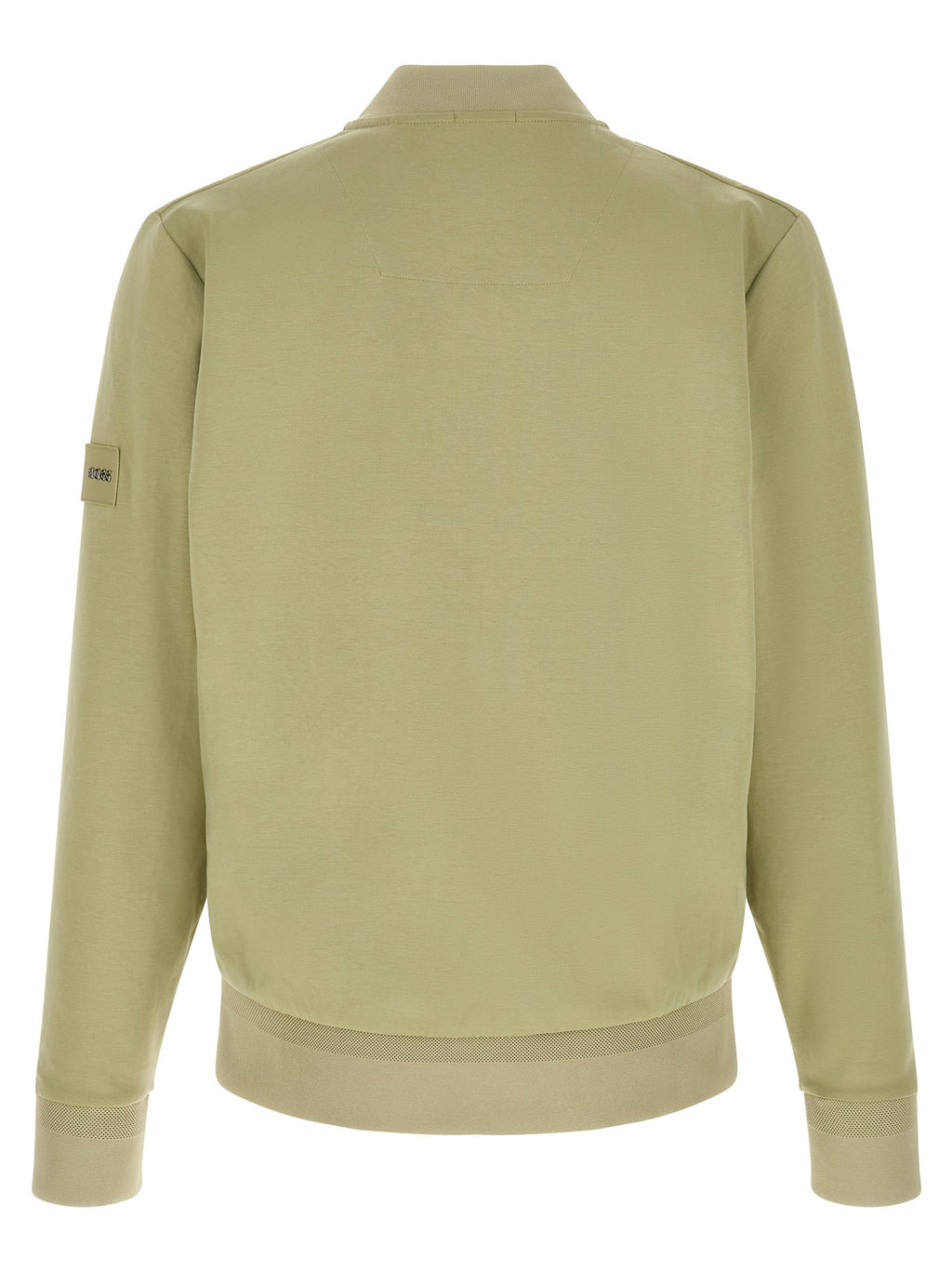 Sweatshirt bicolore en coton de la marque Hugo Boss, coupe décontractée et détails modernes, porté sur un mannequin.