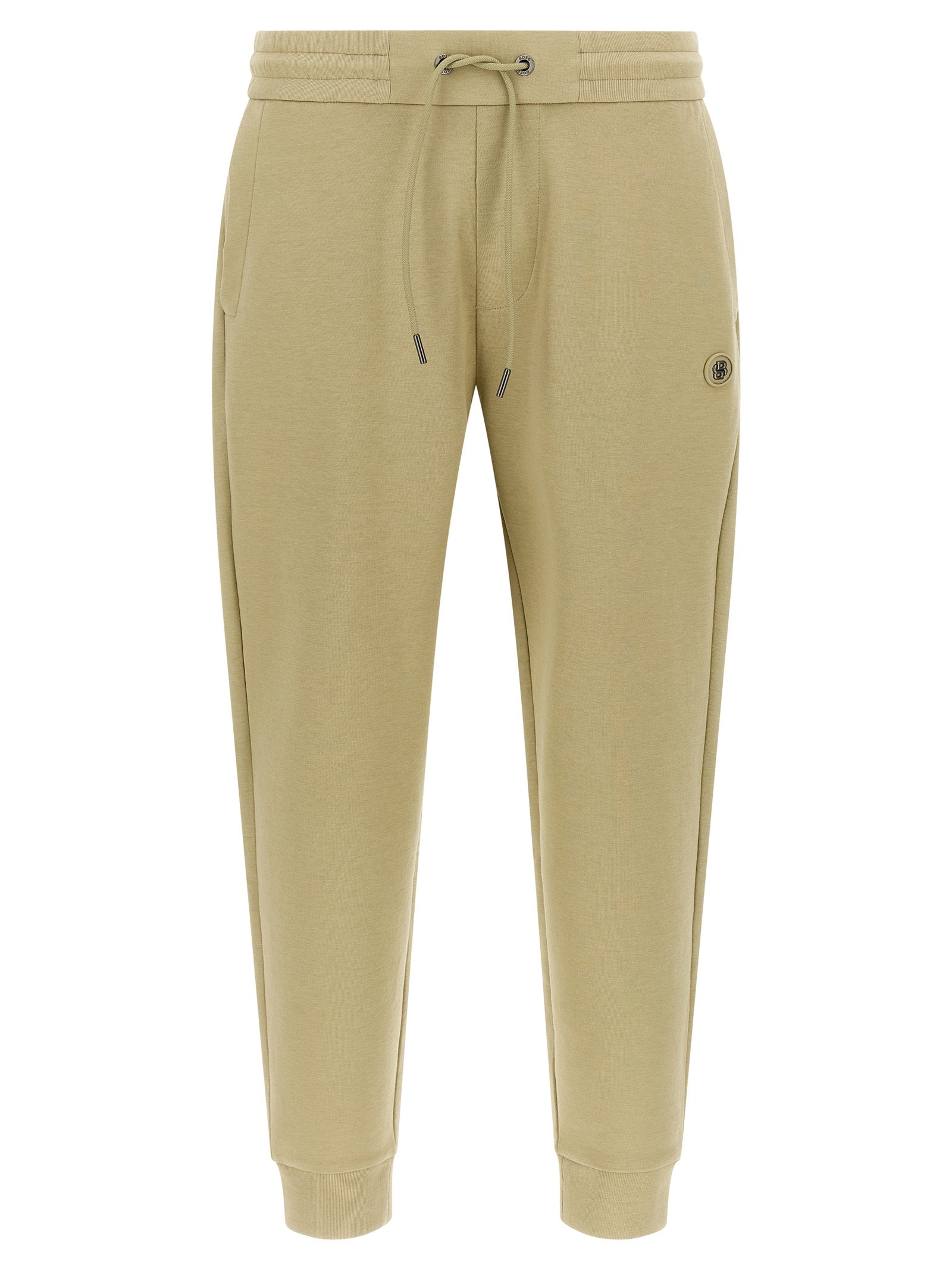 Pantalons de jogging beige en coton de Hugo Boss, vêtements de sport pour homme, avec une coupe décontractée et confortable.
