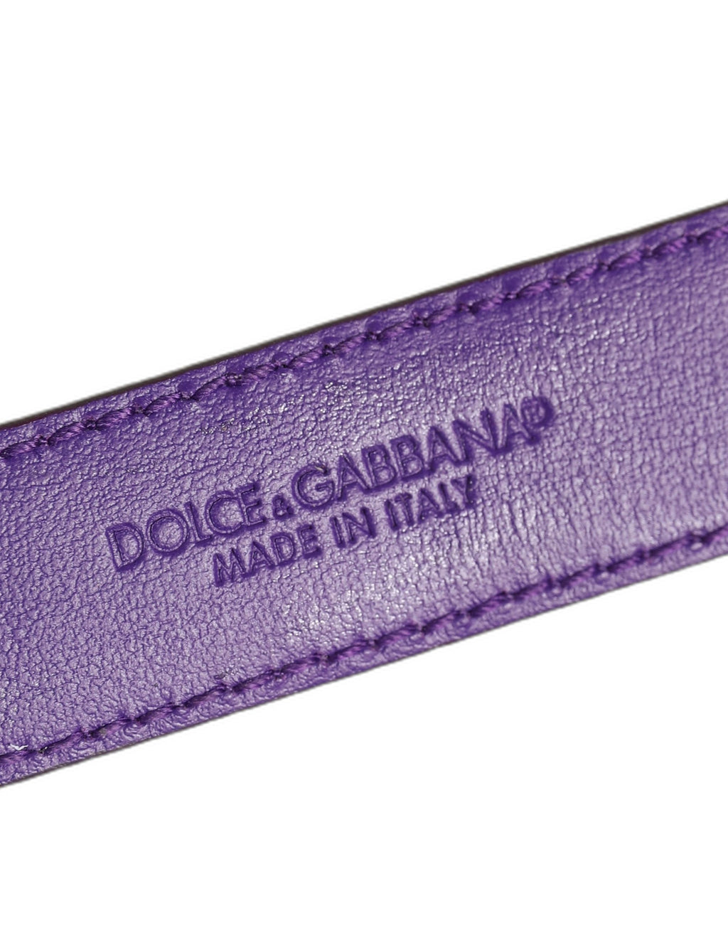 Dolce & Gabbana Violet Embossed Leather Gold Buckle Belt Strap Bracelet