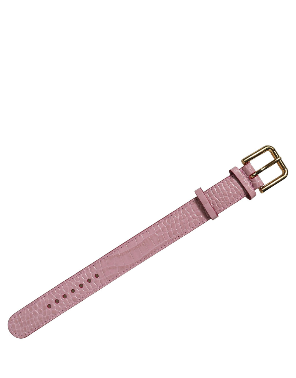 Dolce & Gabbana Pink Embossed Leather Gold Buckle Belt Strap Bracelet