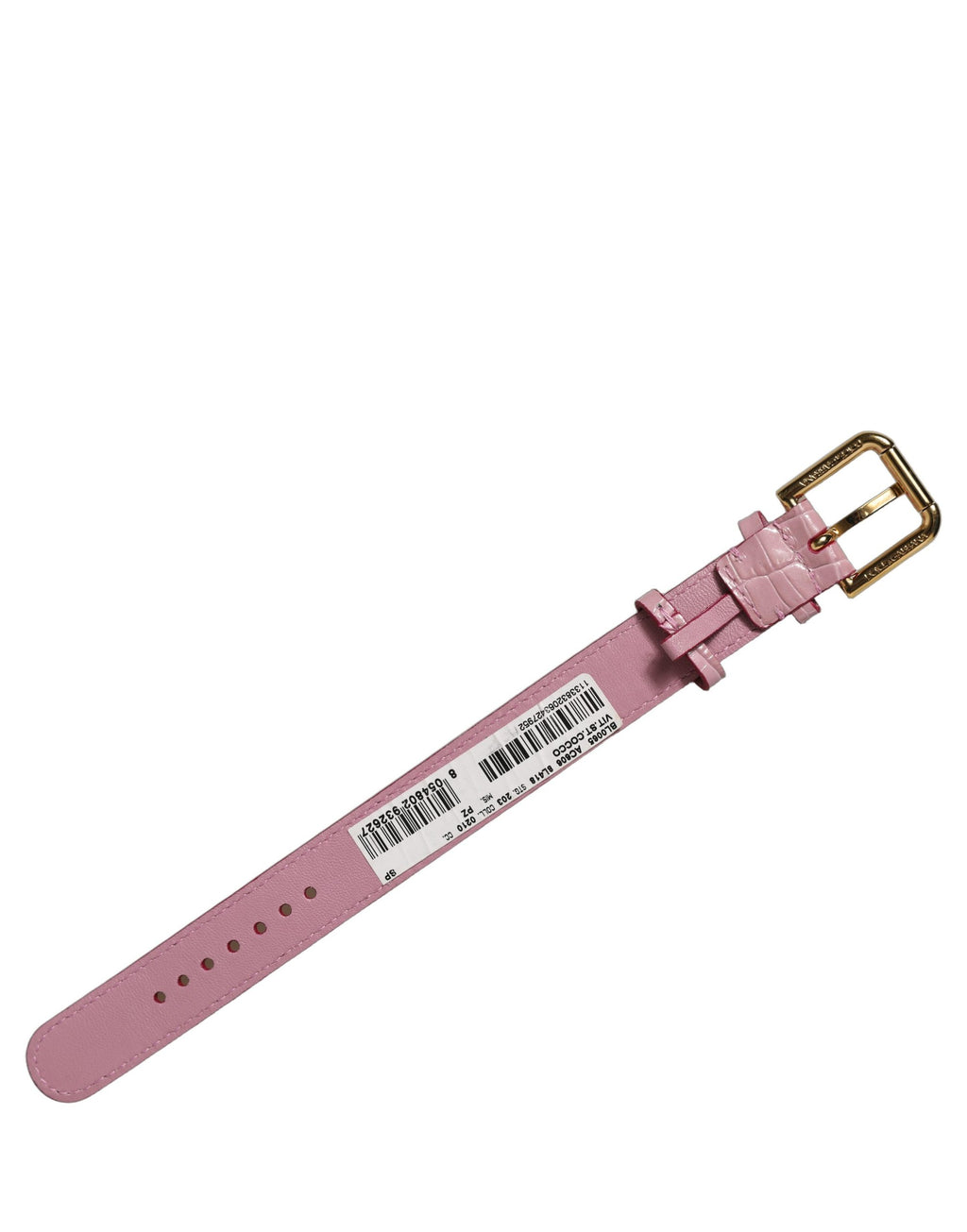 Dolce & Gabbana Pink Embossed Leather Gold Buckle Belt Strap Bracelet
