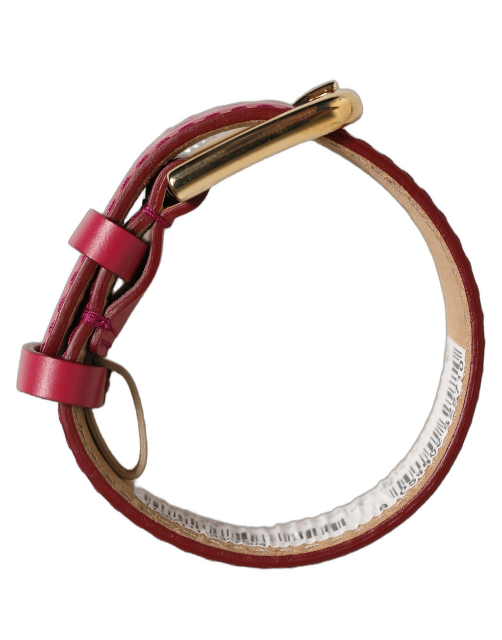 Dolce & Gabbana Red Calfskin Leather Gold Buckle Belt Strap Bracelet