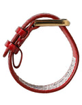 Dolce & Gabbana Red Embossed Leather Gold Buckle Belt Strap Bracelet