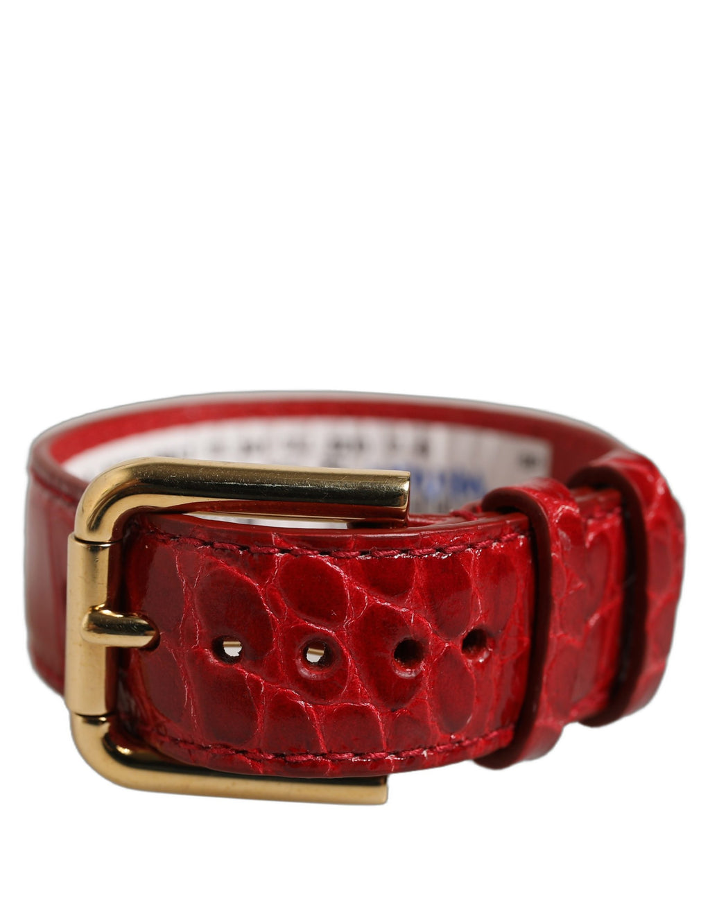 Dolce & Gabbana Red Embossed Leather Gold Buckle Belt Strap Bracelet