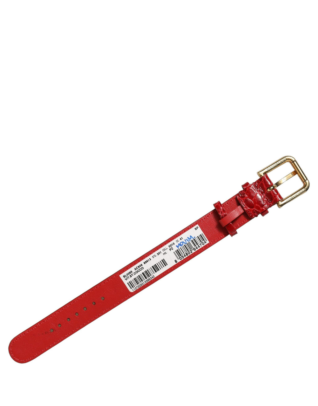 Dolce & Gabbana Red Embossed Leather Gold Buckle Belt Strap Bracelet