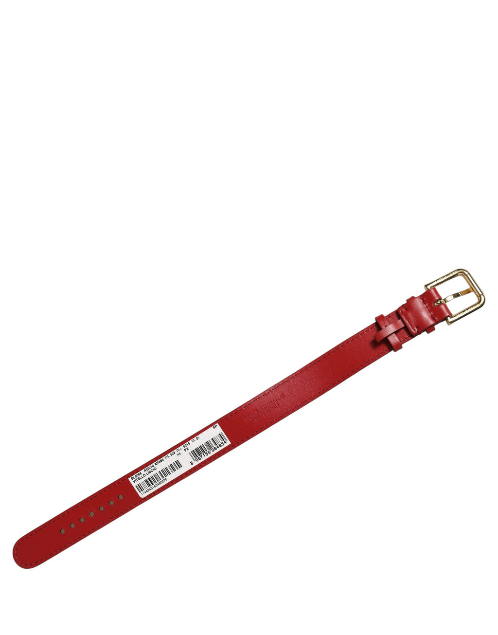Dolce & Gabbana Red Calfskin Leather Gold Buckle Belt Strap Bracelet