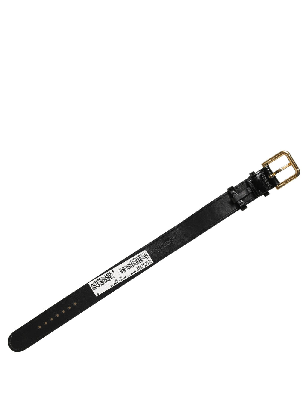 Dolce & Gabbana Black Textured Leather Gold Buckle Belt Strap Bracelet