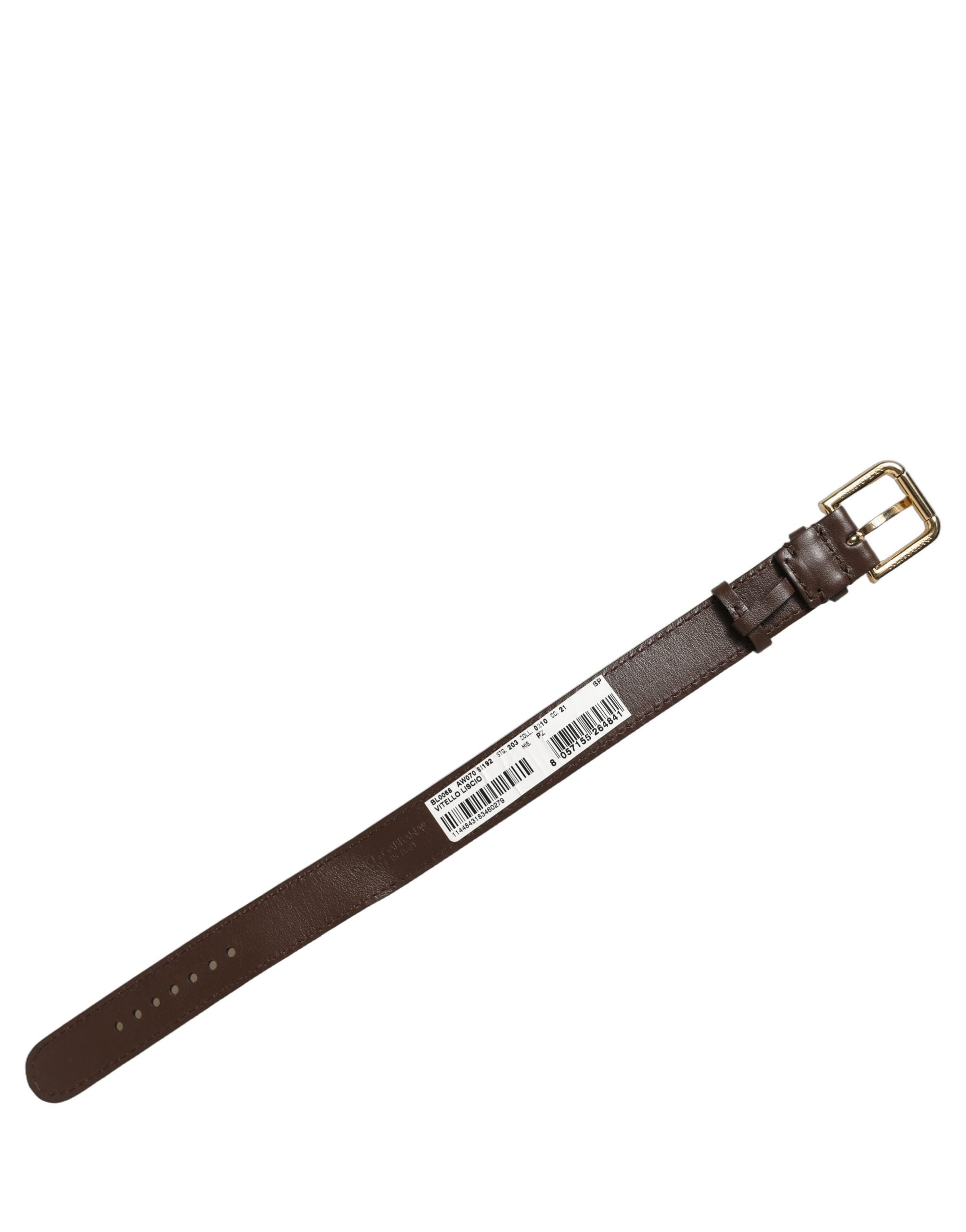 Dolce & Gabbana Brown Calfskin Leather Gold Buckle Belt Strap Bracelet
