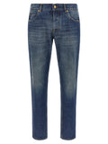 Jeans droits en coton bleu Dolce & Gabbana, style classique, visible avec poches et couture soignée.