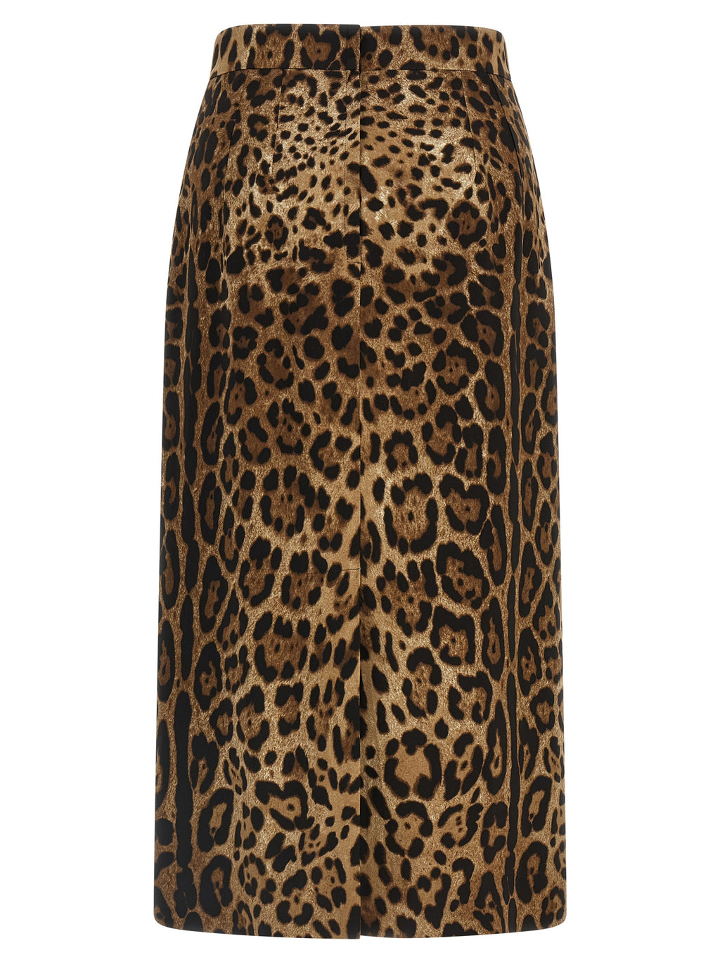 Jupe midi en viscose marron Dolce & Gabbana, élégante et fluide, portée avec un style sophistiqué.