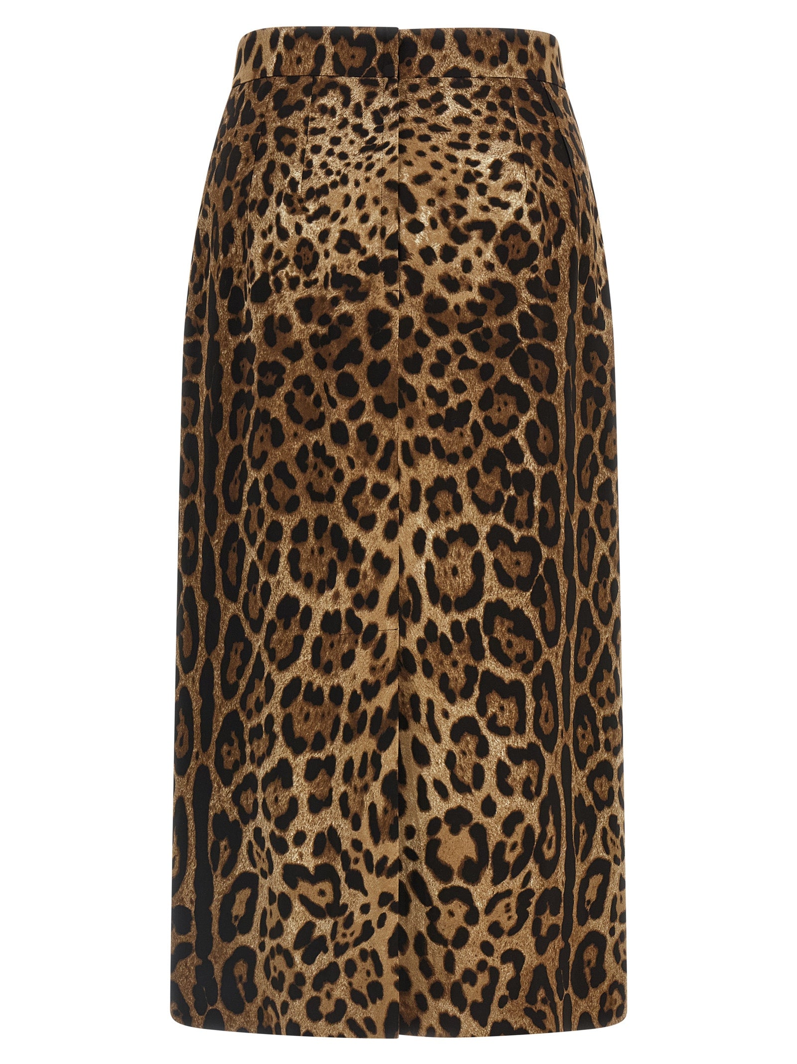Jupe midi en viscose marron Dolce & Gabbana, élégante et fluide, portée avec un style sophistiqué.