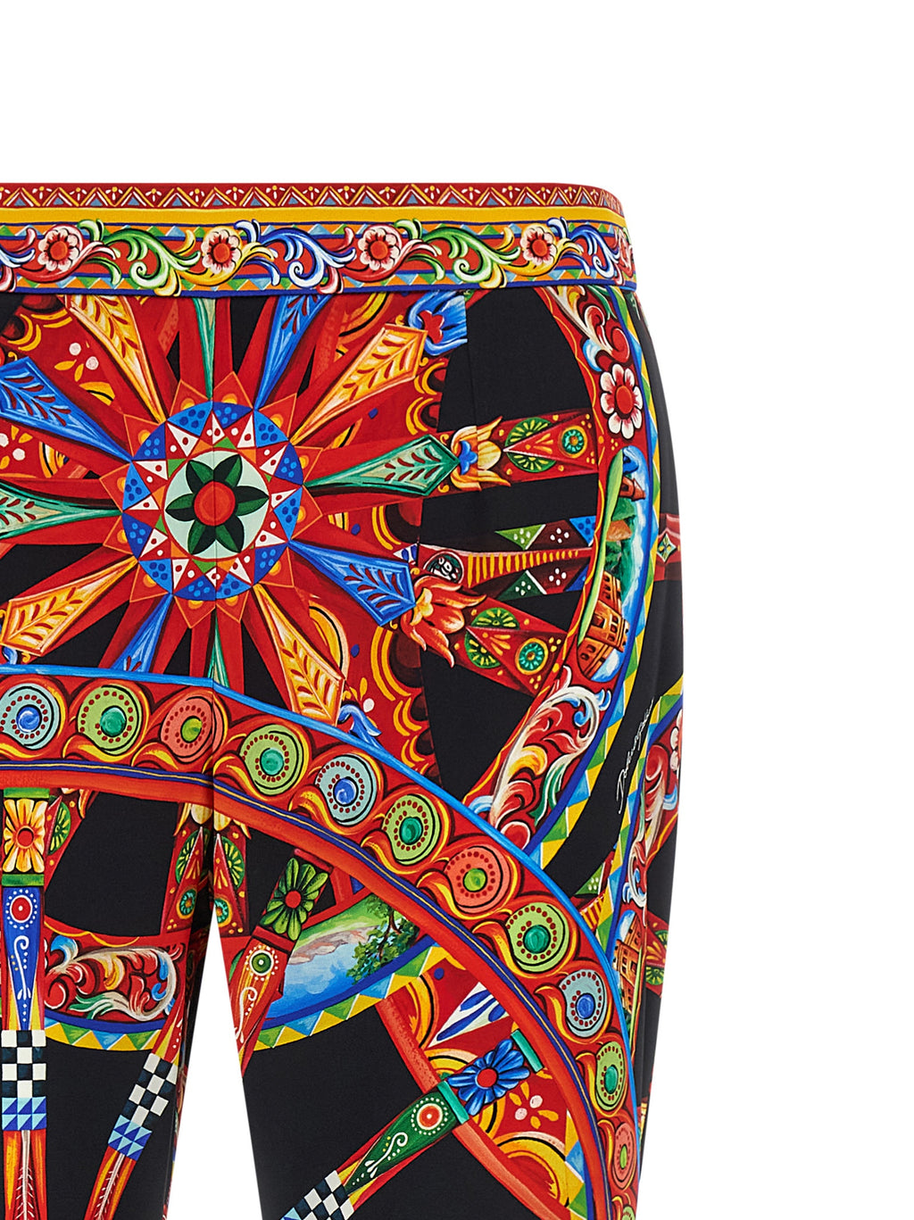 Pantalon évasé en soie multicolore de Dolce & Gabbana, style élégant et coloré pour femme.