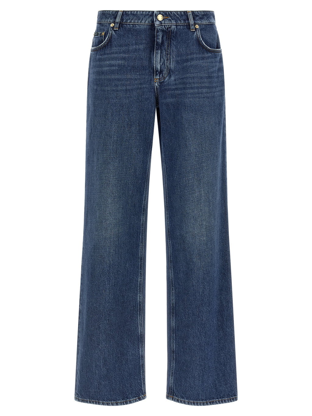 Jeans en coton bleu Dolce & Gabbana, coupe décontractée, visibles avec une coupe droite et détails de couture.