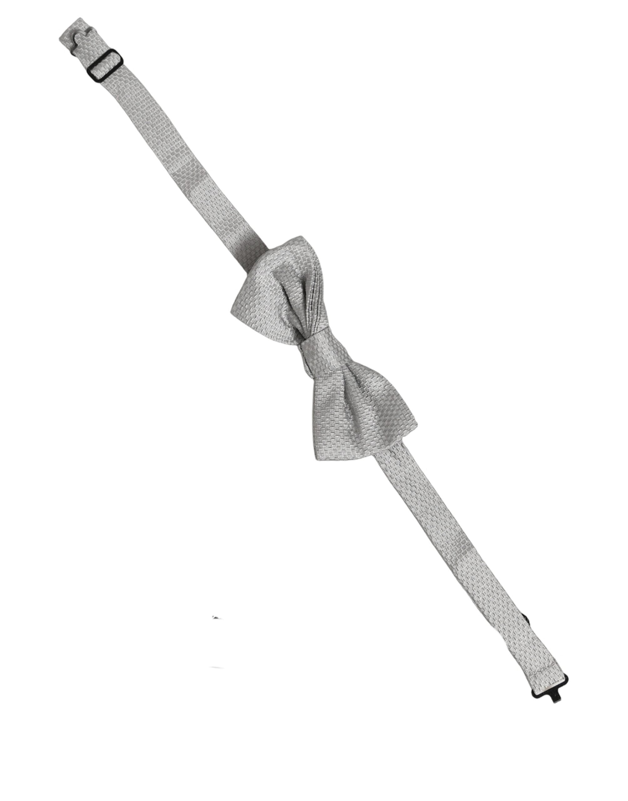 Dolce & Gabbana Men Gray 100% Silk Adjustable Neck Papillon Bow Tie