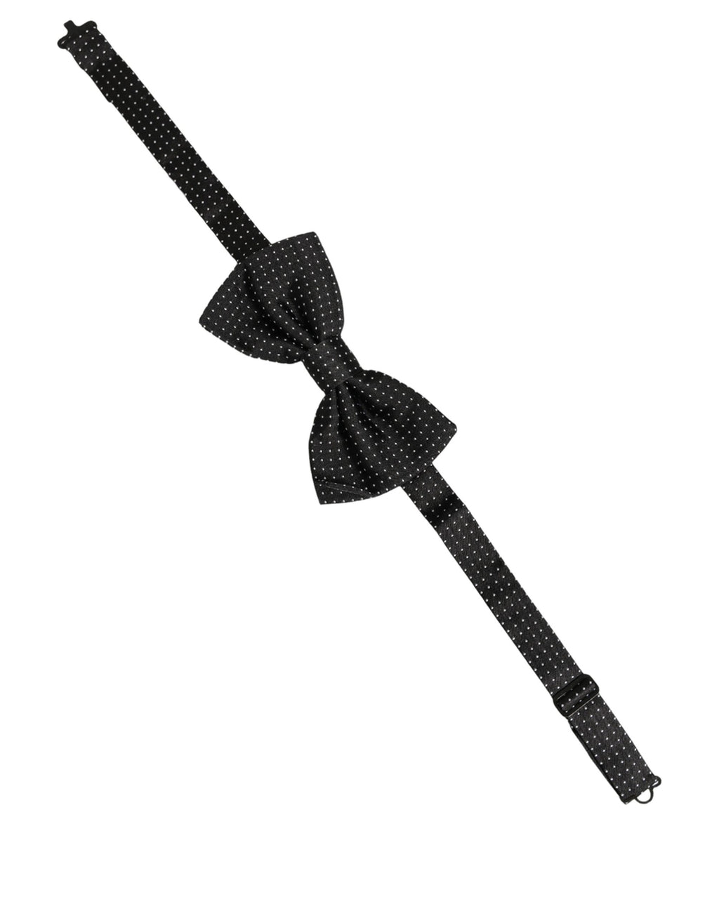 Dolce & Gabbana Men Black Polka Dot Silk Adjustable Neck Papillon Bow Tie