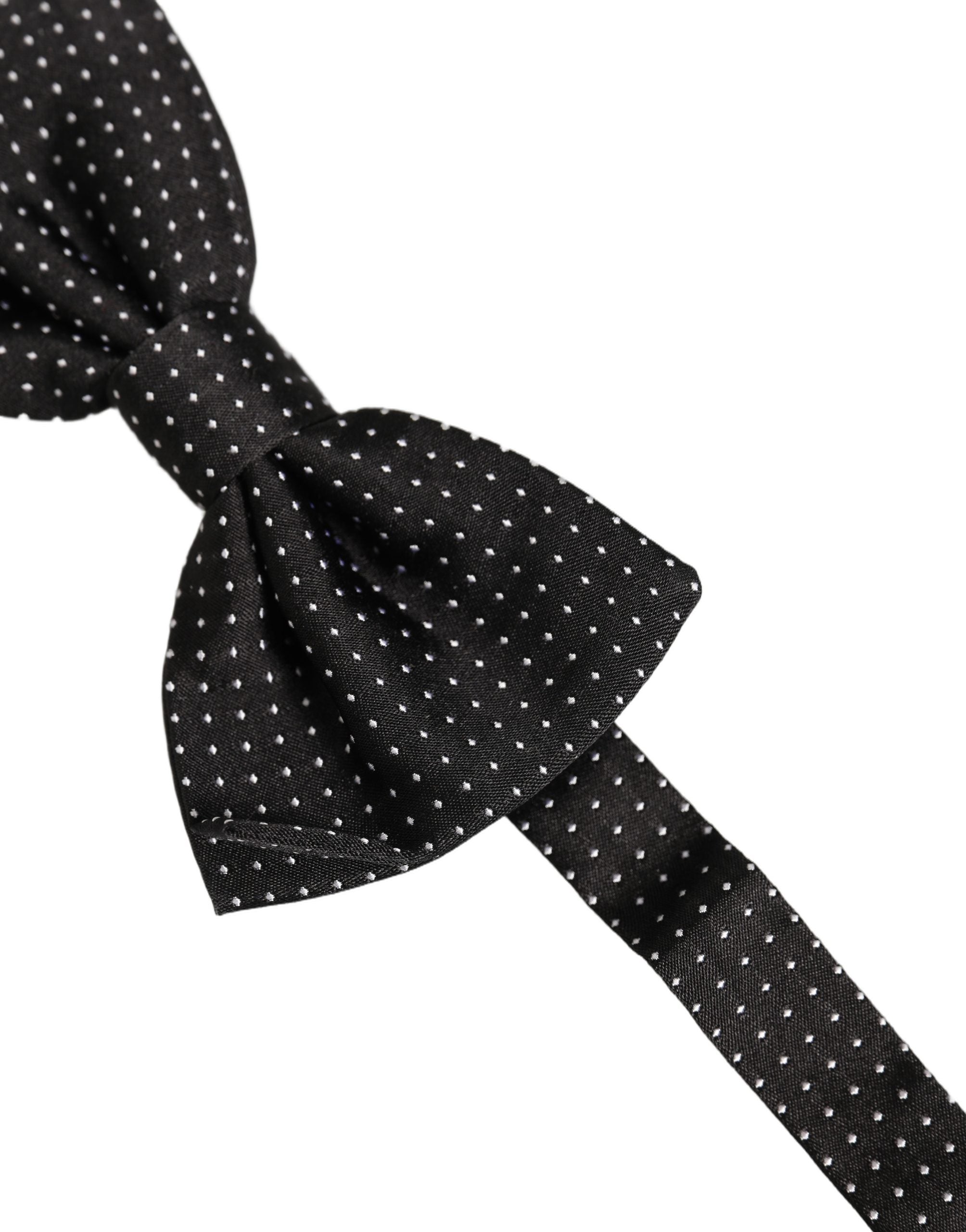 Dolce & Gabbana Men Black Polka Dot Silk Adjustable Neck Papillon Bow Tie