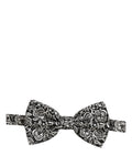 Dolce & Gabbana Tie Black White Paisley Silk Adjustable Neck Papillon Bow