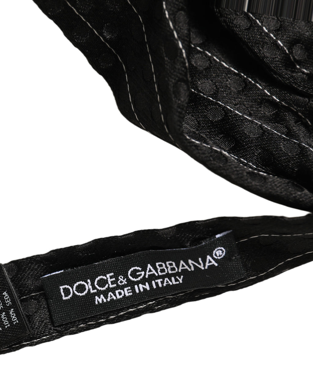 Dolce & Gabbana Men Black Pinstripe Silk Adjustable Neck Papillon Bow Tie