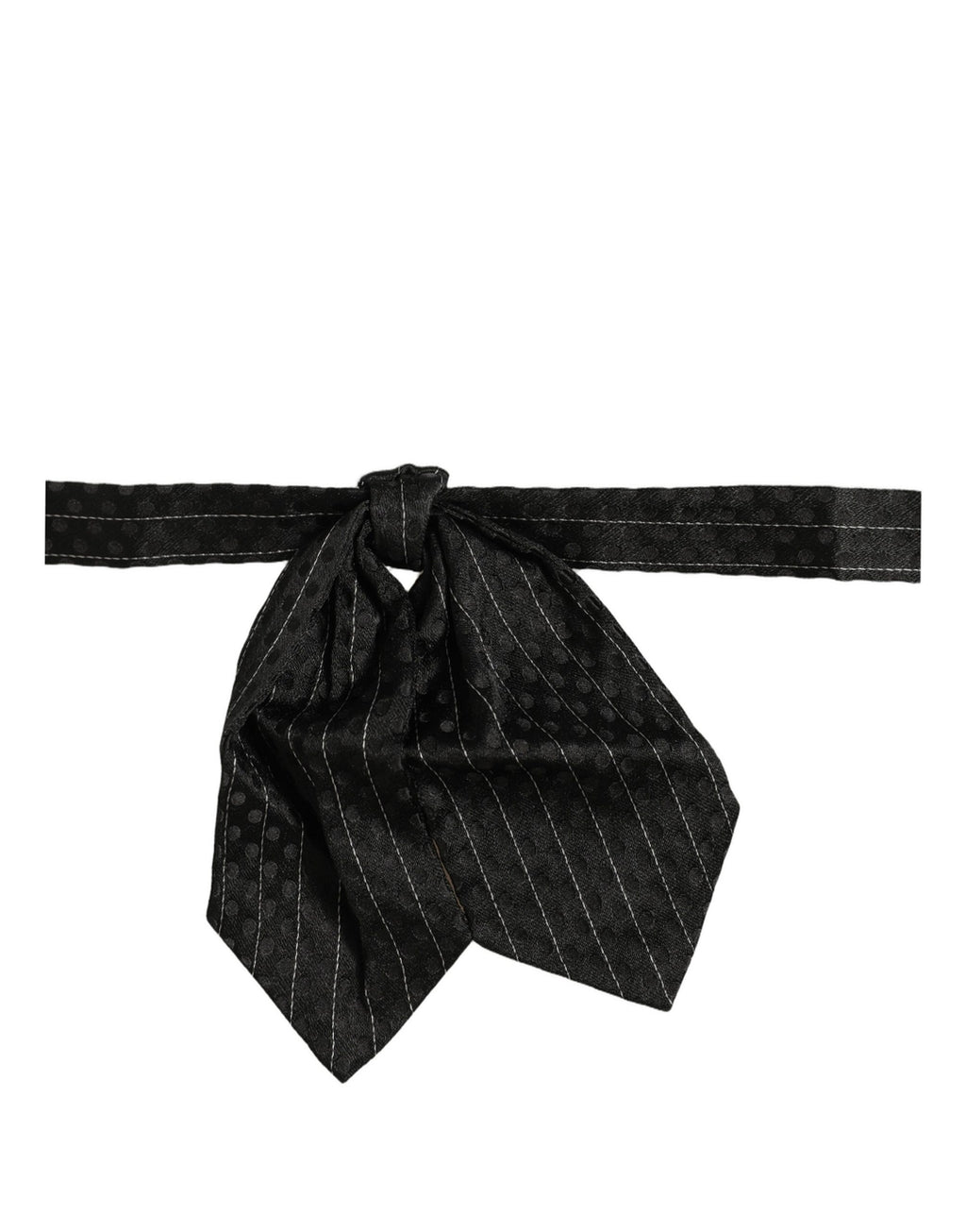 Dolce & Gabbana Men Black Pinstripe Silk Adjustable Neck Papillon Bow Tie