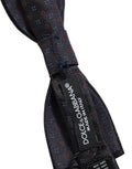 Dolce & Gabbana Dark Blue Diamond Pattern Adjustable Neck Papillon Bow Tie