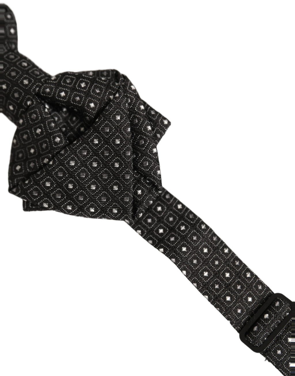Dolce & Gabbana Men Dark Gray Polka Dot Silk Adjustable Neck Papillon Bow Tie