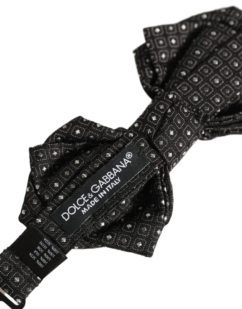 Dolce & Gabbana Men Dark Gray Polka Dot Silk Adjustable Neck Papillon Bow Tie