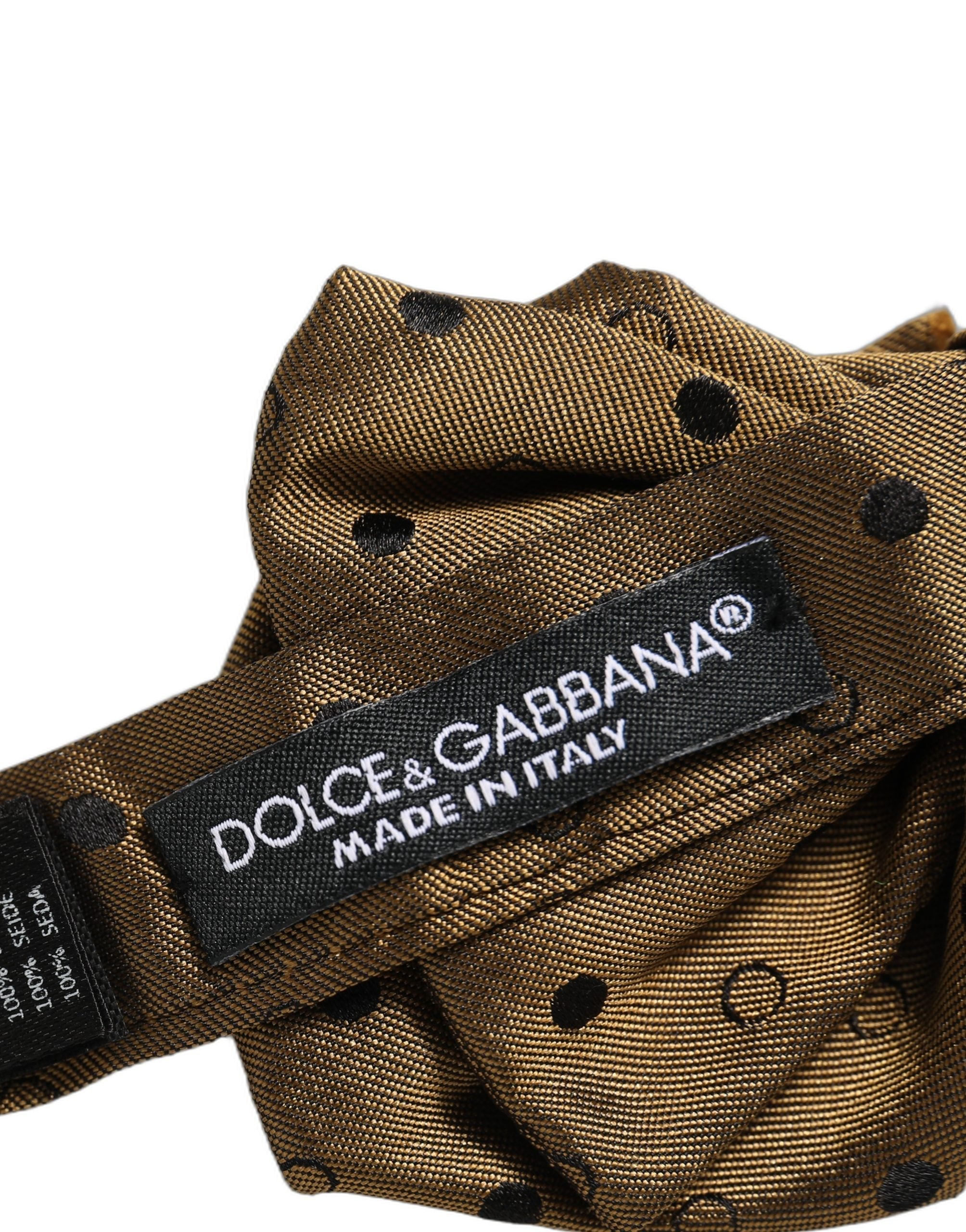 Dolce & Gabbana Men Brown Polka Dot Silk Adjustable Neck Papillon Bow Tie