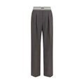 Pantalons gris en laine Versace Oves Aries avec logo, coupe élégante et détails sophistiqués, visibles sur l'image.