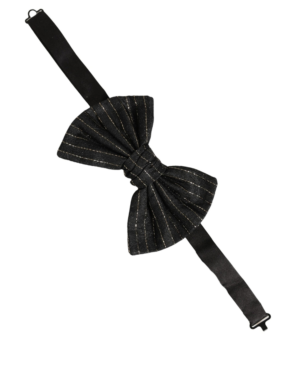 Dolce & Gabbana Men Dark Gray Pinstripe Silk Adjustable Neck Papillon Bow Tie